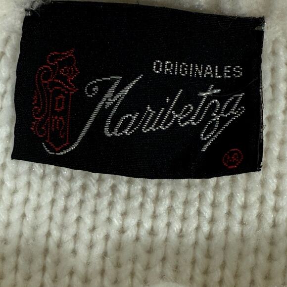 Vintage 80s Maribetza Sweater Women’s M White Knit Beaded Embroidered Abstract - Picture 3 of 5
